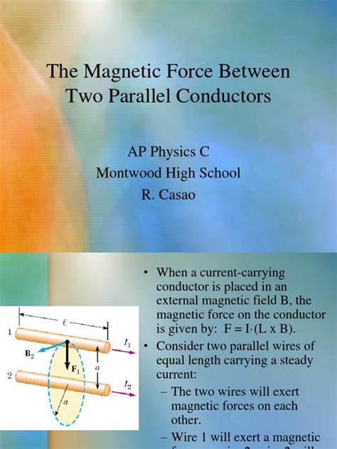 The Magnetic Force Between Two Parallel Conductors Pdf Magnetic