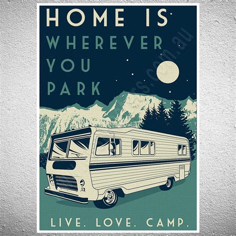 home is wherever you park retro poster just posters