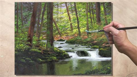 How To Paint Water Stream Landscape Acrylic Painting Tutorial 25