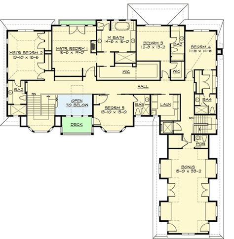 Second Level Floor Plan With Two Master Suites Three Bedrooms A