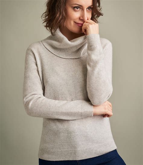 Dove Grey Womens Pure Cashmere Cowl Neck Jumper Woolovers Uk