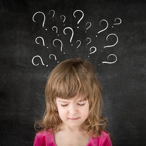 Child Thinking With Question Mark On Blackboard Stock Image Image Of