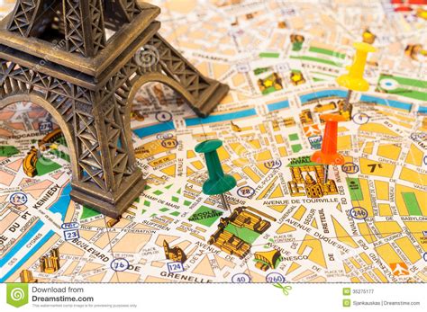 Paris Map Visiting Places Stock Image Image Of Marking 35275177