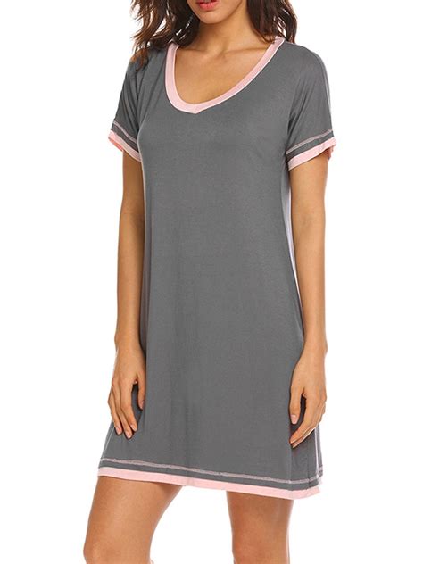 Ekouaer Womens Sleepwear Short Sleeve Nightgowns Casual Print Sleepshirt Loose Comfy Nightshirt
