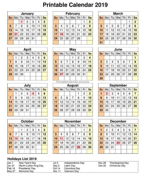 12 Month Calendar Printable