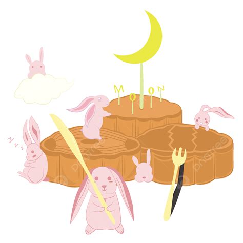 Mid Moon Festival Vector Png Images Jade Rabbit And Moon Cake Mid
