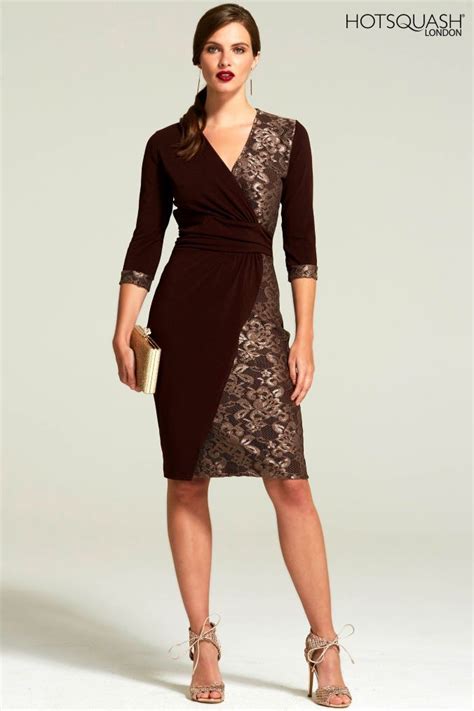Buy Hotsquash Chocolate Lace Detail Jersey Wrap Dress From The Next Uk
