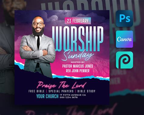 Church Flyer Template For Canva And Photoshop Diy Church Etsy