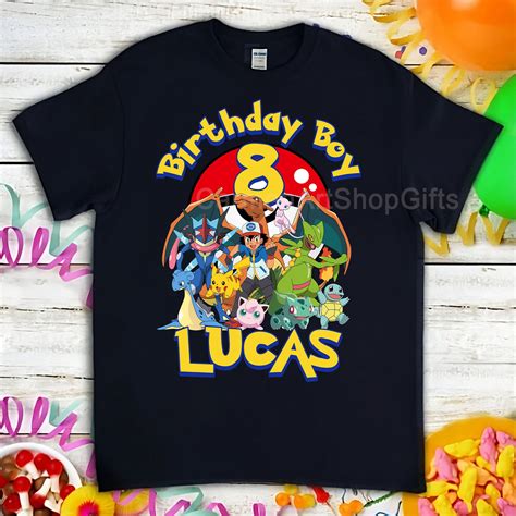 Customized Pokemon Birthday Shirt Personalized Birthday Boy Etsy
