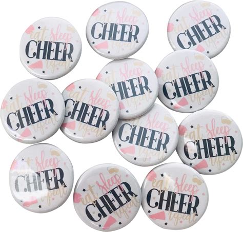 12 Piece Cheerleader Pins Eat Sleep Cheer For Purse Or