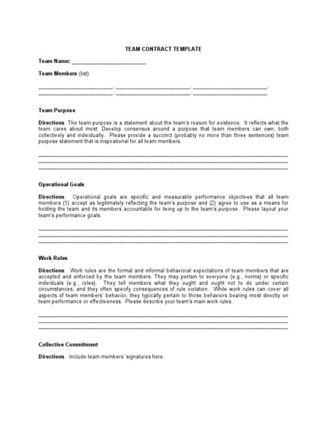 Team Contract Template
