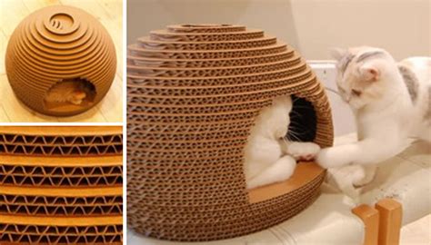 Timbang tepung dan air putih. Cute DIY Cardboard Cat House | BeesDIY.com