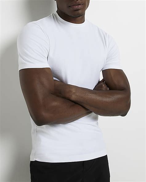 White Muscle Fit T Shirt River Island