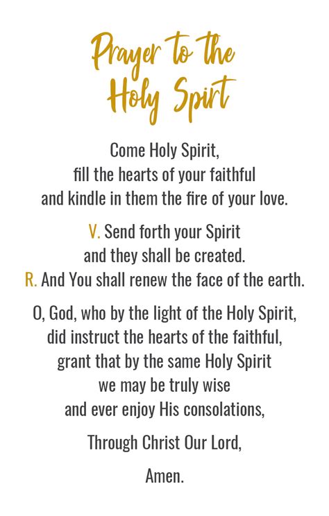 Come Holy Spirit Prayer Printable That Are Persnickety