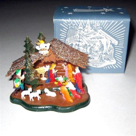 Miniature Vintage Plastic Nativity With Original Box Vintage
