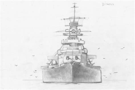 Pencil Drawing Of German Battleship Bismarck By Me Ship Drawing
