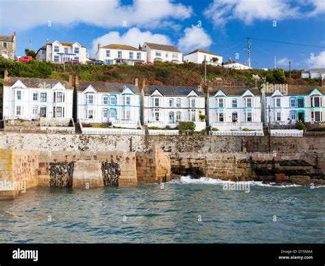 Row Of Seaside Houses At Porthleven Cornwall England Uk Stock Photo Alamy