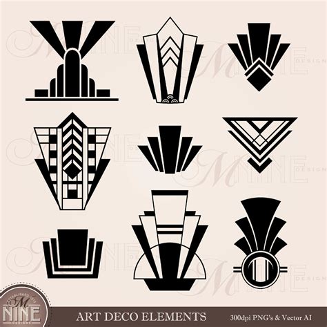 Art Deco Clip Art Art Deco Elements Clipart Downloads Etsy Art Deco
