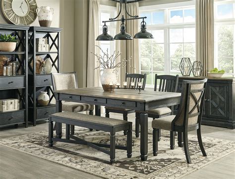A simple and stylish way to add more seating to your dining room is to add a set of matching dining benches. NEW RUSSO Traditional Rustic Black & Brown Dining Room ...