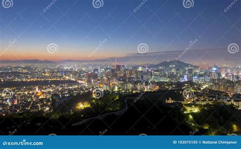 Panorama Of Seoul City Skyline South Korea Stock Image Image Of