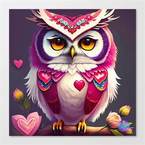 Shop Valentine Owl Canvas Print By Morriganaustin On Society Cute