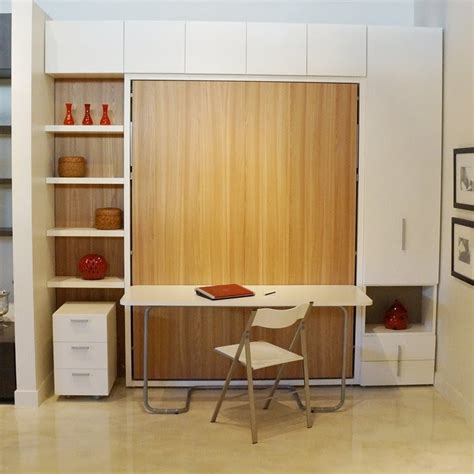 Modern Queen Murphy Bed With Desk Hanaposy