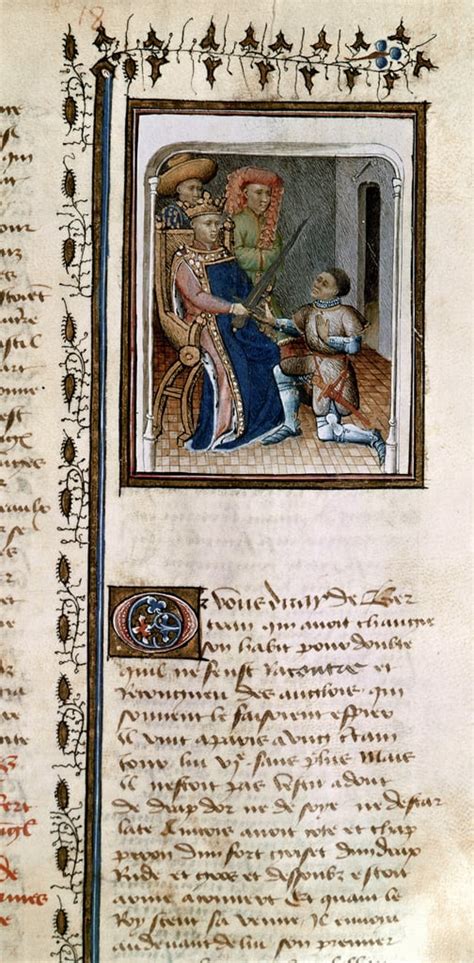 Ms 814 F 125r Bertrand Du Guesclin 1320 80 Knighted By The King From Histoire De Du Guesclin
