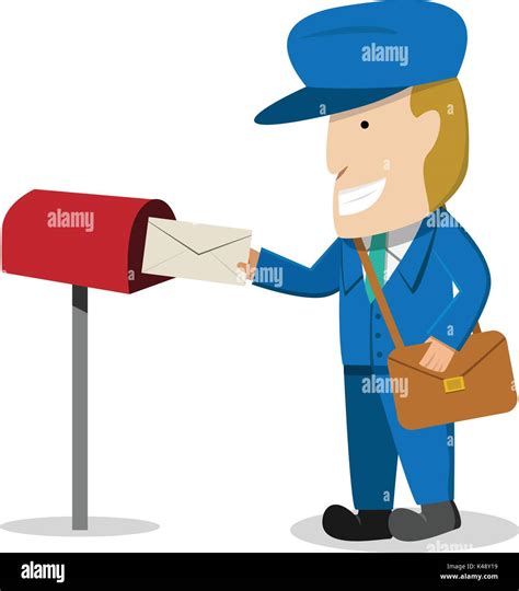 A Drawing Of A Postman With A Box Stock Vector Illustration Of 74a