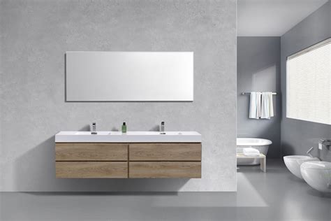 No contemporary bathroom design is complete without a stylish modern vanity unit. Bliss 72" Butternut Wall Mount Double Sink Modern Bathroom ...