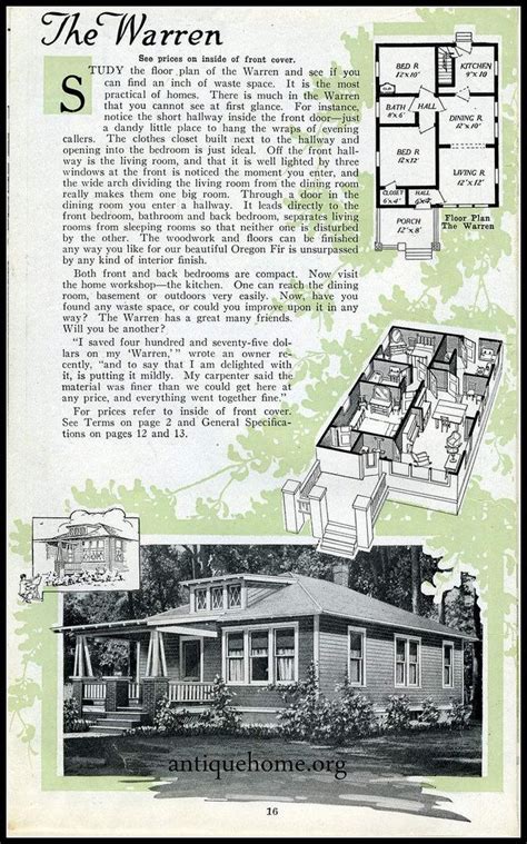 1918 Aladdin Kit Houses The Warren Vintage House Plans