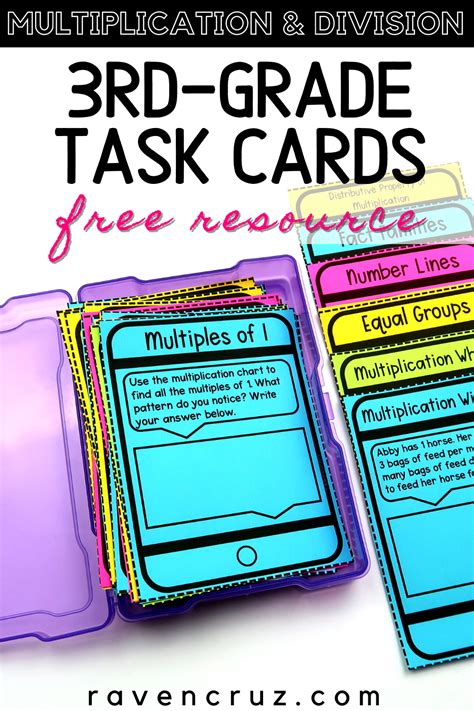Free Multiplication And Division Task Cards Third Grade Math Activities