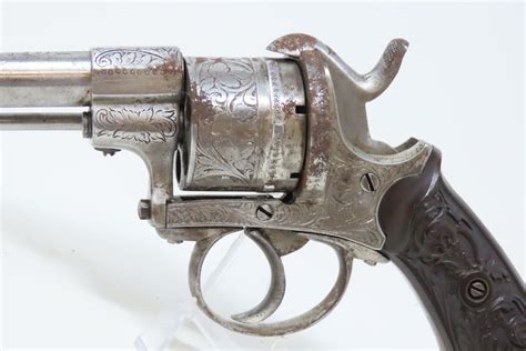 Engraved European Belgian Pinfire Revolver 7921 Candr Antique 004