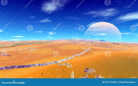 Alien Planet Desert 3d Rendering Stock Illustration Illustration Of