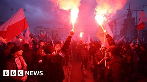 Warsaw Nationalist March Draws Tens Of Thousands Bbc News