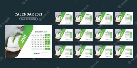 Diseño De Calendario De Escritorio 2021 Conjunto De Plantillas De 12