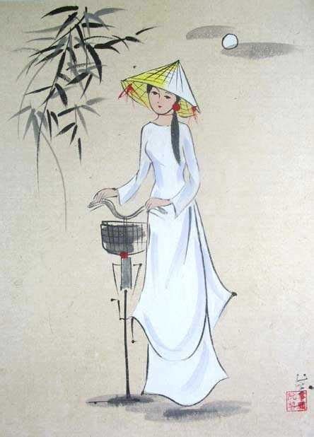 Ao Dai Vietnamese Painting Peintures Asiatiques Peinture Peinture