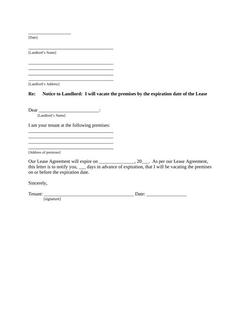 Please print out the 30 day notice. Letter from Tenant to Landlord for 30 day notice to landlord that tenant will vacate premises on ...