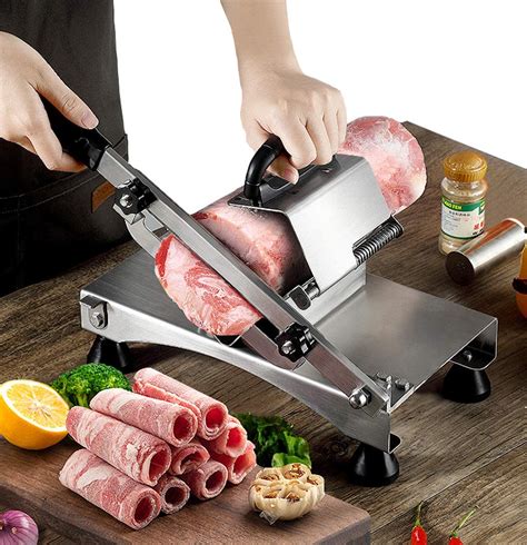 Poafamx Frozen Meat Slicer Manual Stainless Steel Meat