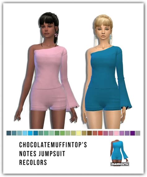 Notes Jumpsuit Recolors At Maimouth Sims4 Sims 4 Updates
