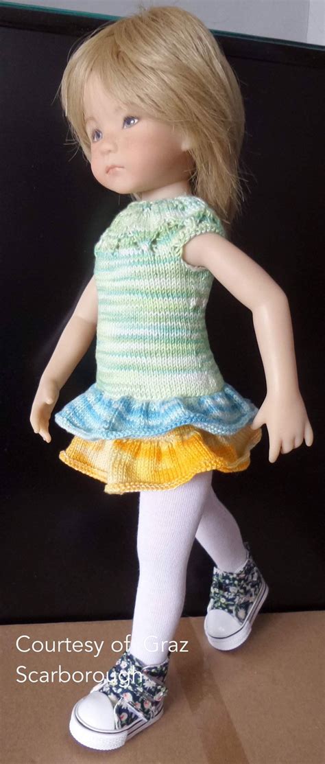 Pdf Knitting Pattern Angelina Dress Fits 13 Inch Dolls Maru Etsy