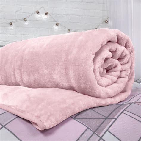 Luxury Faux Fur Large Heather Fleece Throw Over Bed Soft Warm Blanket Light Pink Ebay
