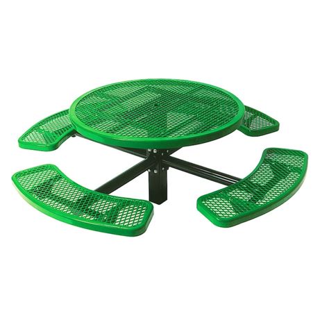 Ultraplay 46 In Green Steel Round Picnic Table In The Picnic Tables