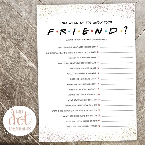 How Well Do You Know Your Friend Friends Themed Bridal Shower Tv