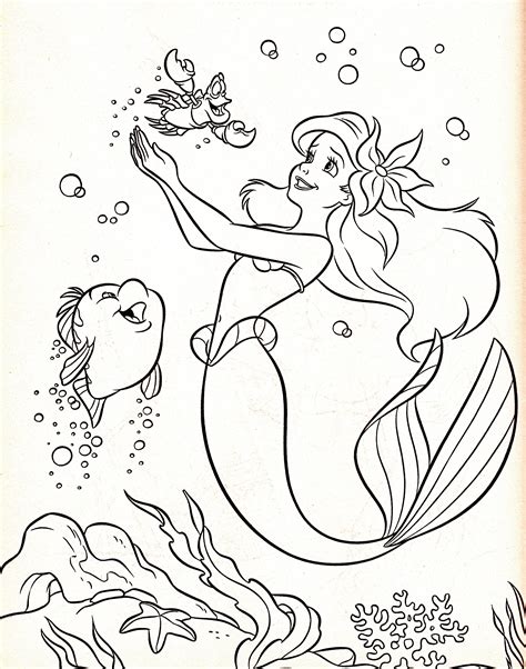 The Little Mermaid Coloring Page Flounder Coloring Home
