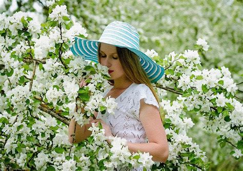 Hyper Realistic Girl With Hat Amongst Blooms L B Digital