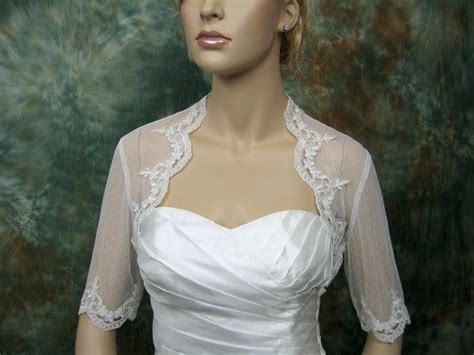 anna you could so make this ivory elbow length sleeve dot lace bolero bridal by alexbridal