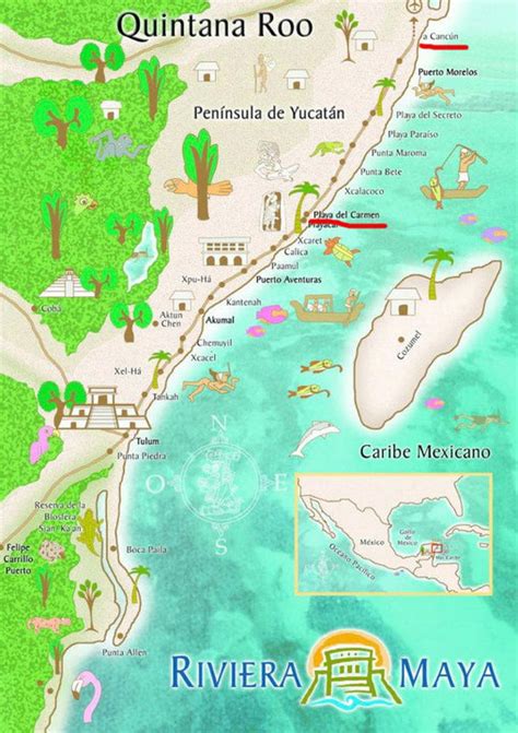 Mapa De La Riviera Maya México