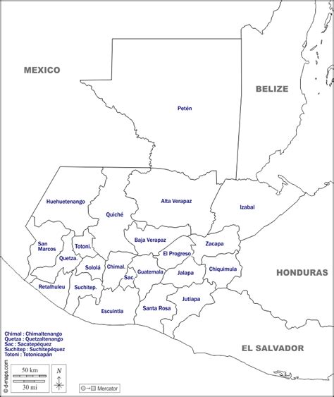 Guatemala Carte Géographique Gratuite Carte Géographique Muette