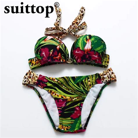 Suittop New Bikinis 2017 Summer Bikini Push Up Swimwear Women Hot Sexy Swimsuit Girl Floral