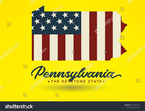 Pennsylvania Usa Map Nickname Keystone State Stock Vector Royalty Free